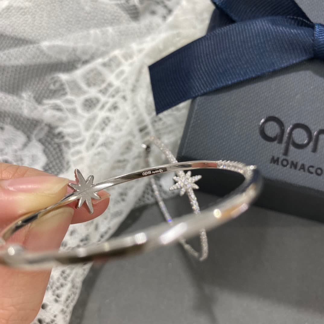APM Monaco Silver Hoop Earrings with Diamond Star